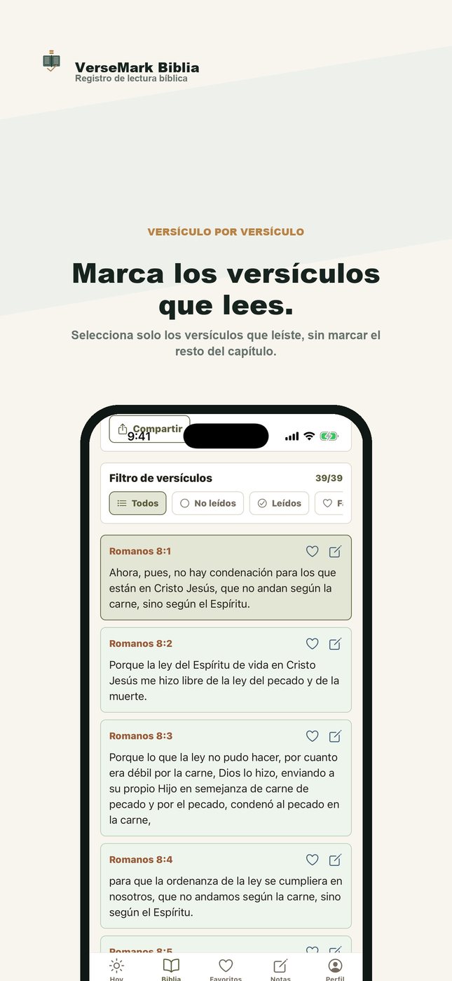 Selección de versículos en VerseMark Biblia, en español